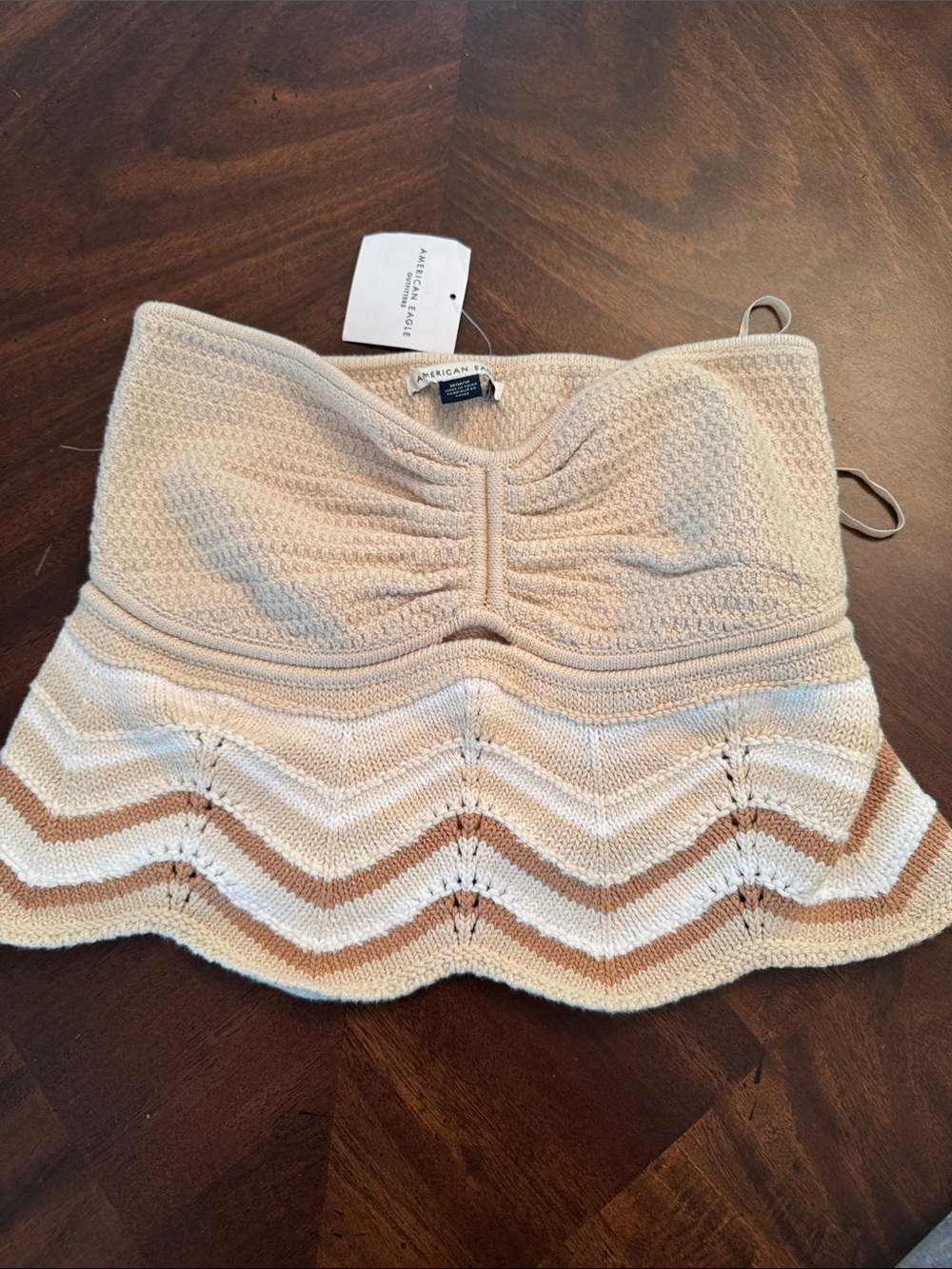 American Eagle Outfitters Beige and Cream Chevron Knit Mini Skirt